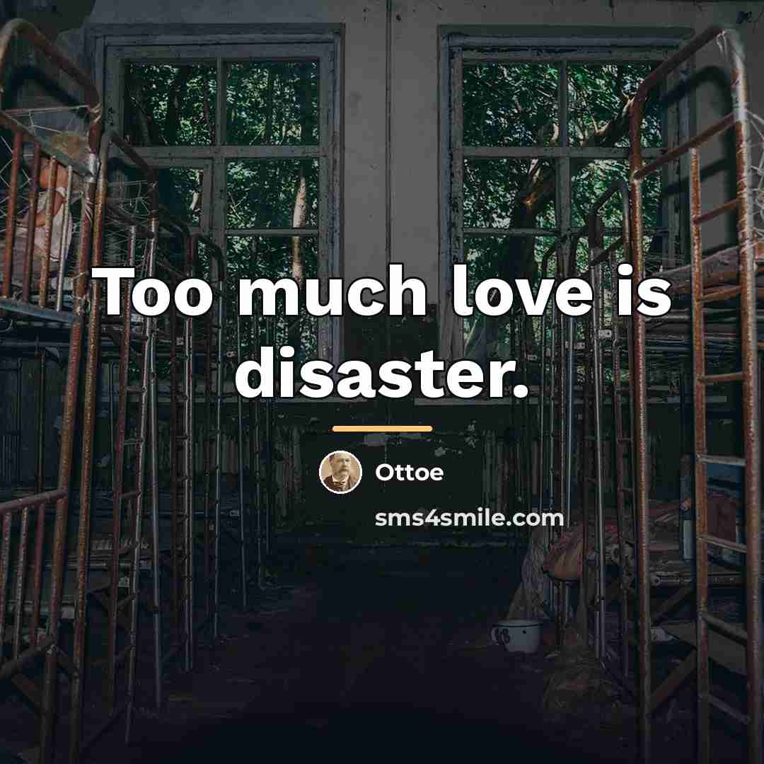 “Too much love is disaster.…” quote by Ottoe