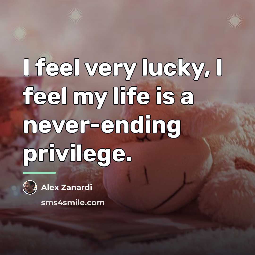 “I feel very lucky, I feel my life is a…” quote by Alex Zanardi