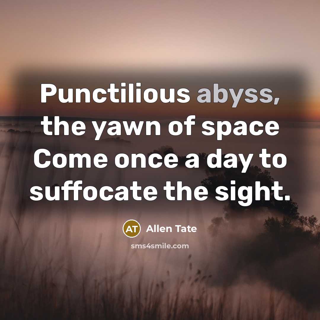 “Punctilious abyss, the yawn of space Come once a day…” quote by Allen Tate