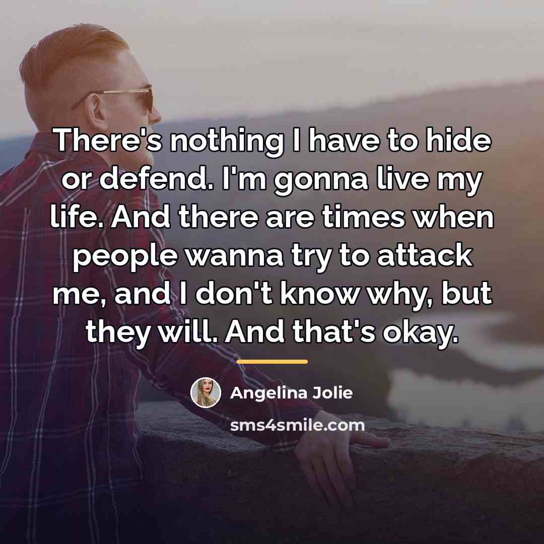 “There's nothing I have to hide or defend. I'm gonna…” quote by Angelina Jolie