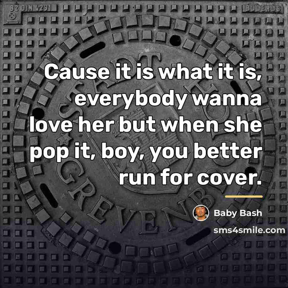 “Cause it is what it is, everybody wanna love her…” quote by Baby Bash