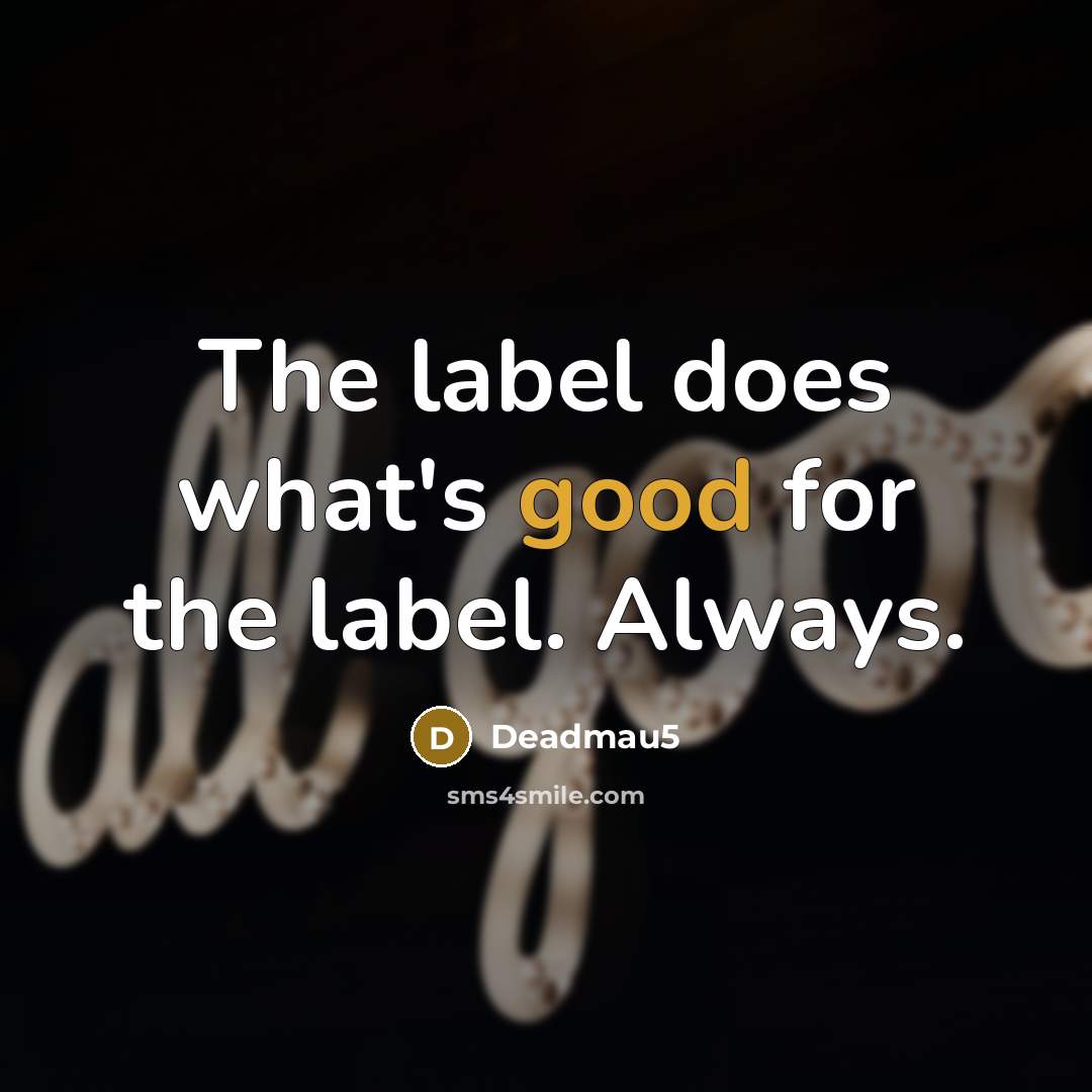 “The label does what's good for the label. Always.…” quote by Deadmau5
