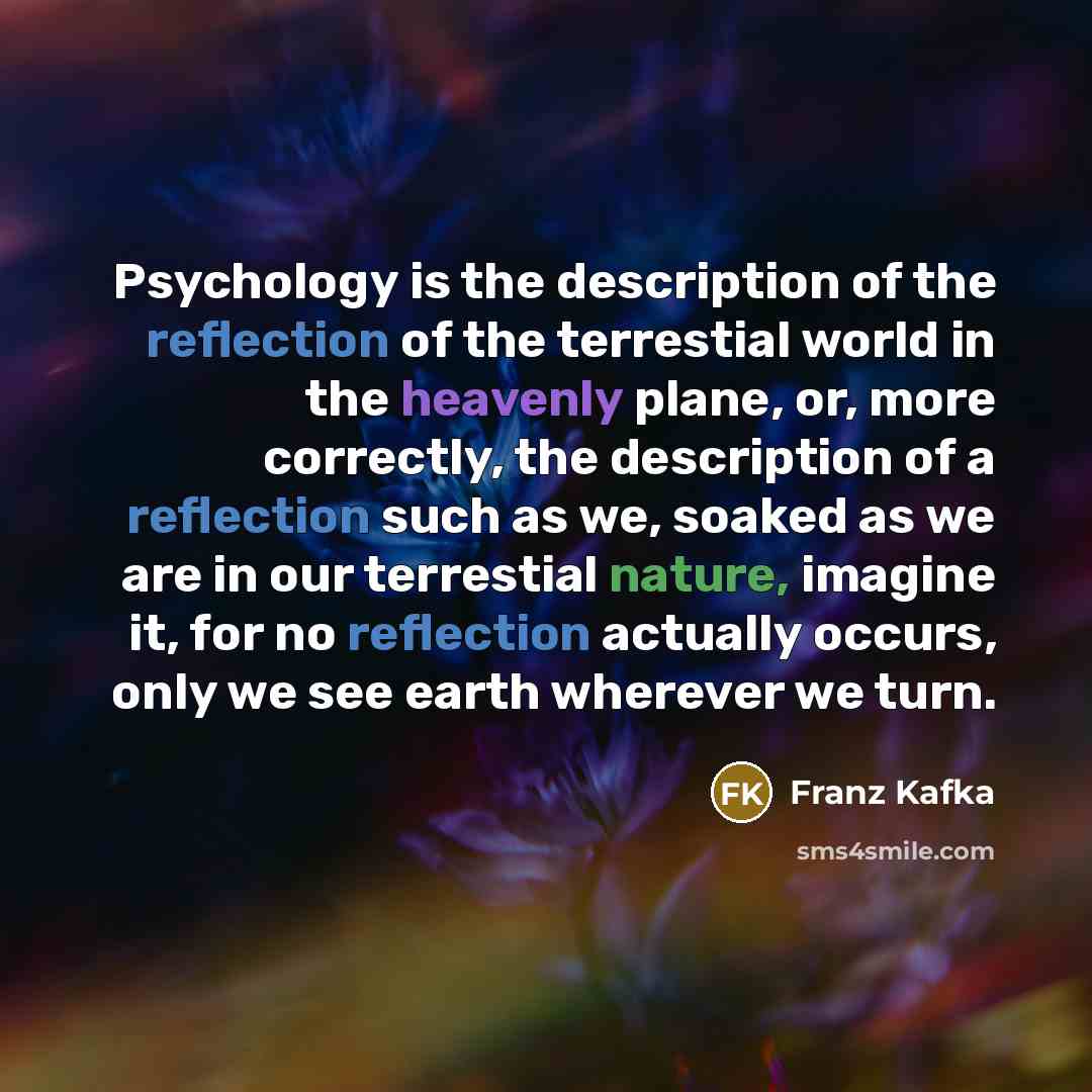 “Psychology is the description of the reflection of the terrestial…” quote by Franz Kafka