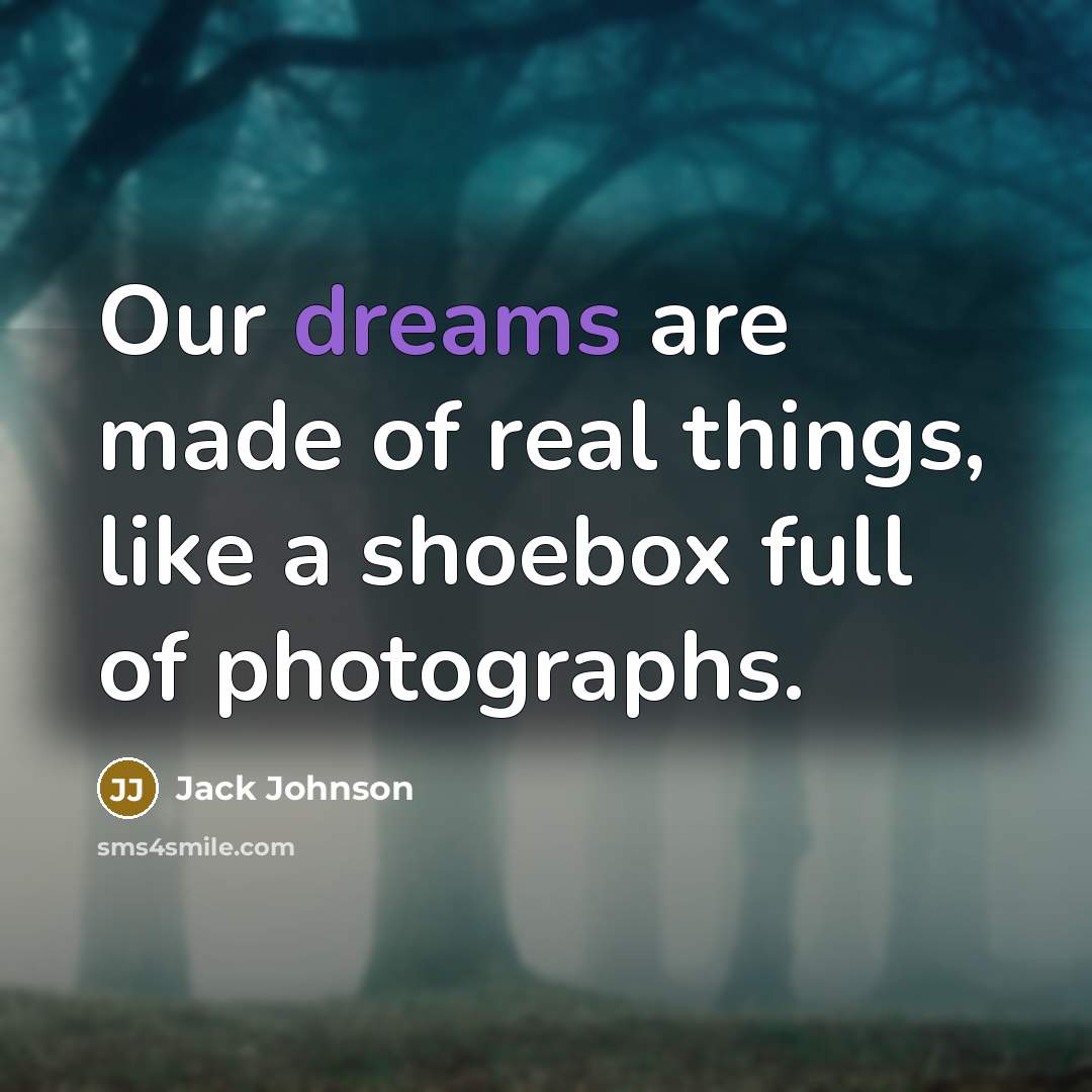 “Our dreams are made of real things, like a shoebox full of photographs.” quote by Jack Johnson