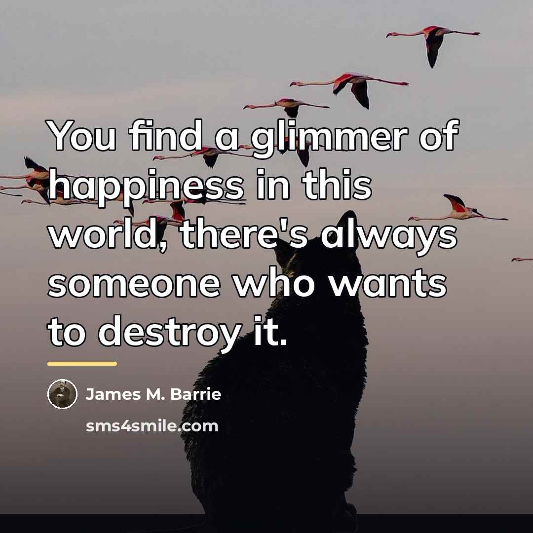 “You find a glimmer of happiness in this world, there's…” quote by James M. Barrie
