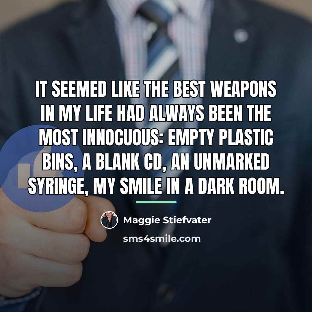 “It seemed like the best weapons in my life had…” quote by Maggie Stiefvater