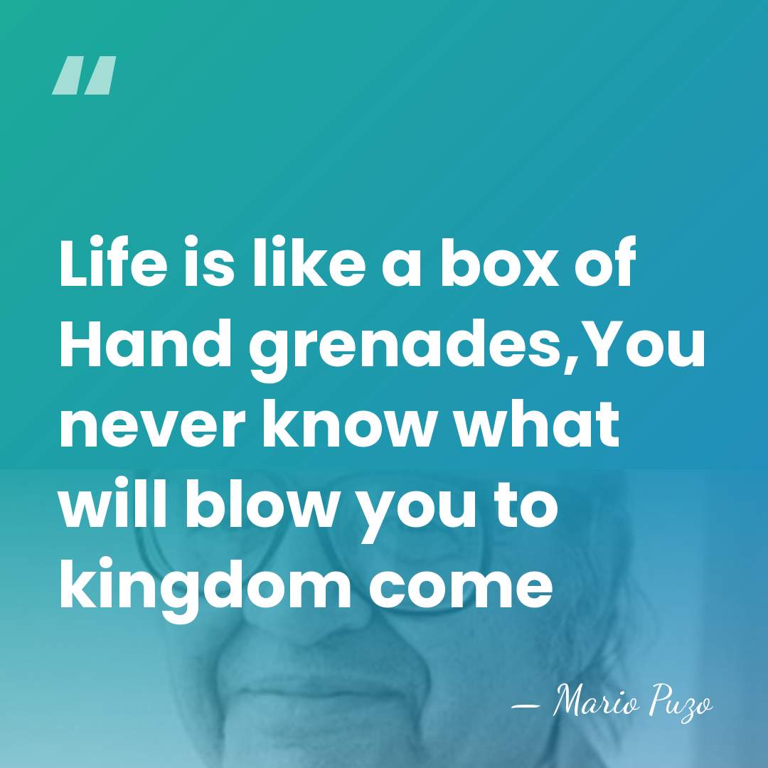 Life is like a box of Hand grenades,You never know what will&hellip; - Mario Puzo