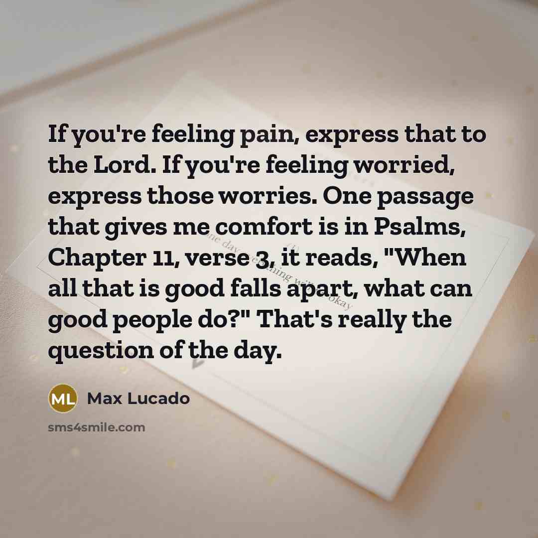 “If you're feeling pain, express that to the Lord. If…” quote by Max Lucado