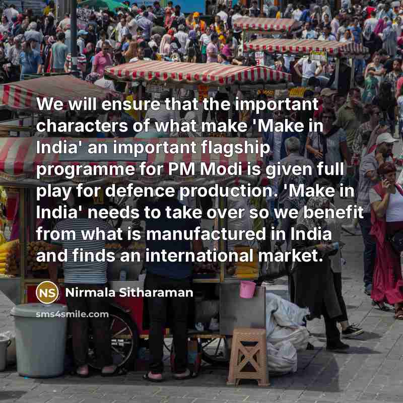 “We will ensure that the important characters of what make…” quote by Nirmala Sitharaman