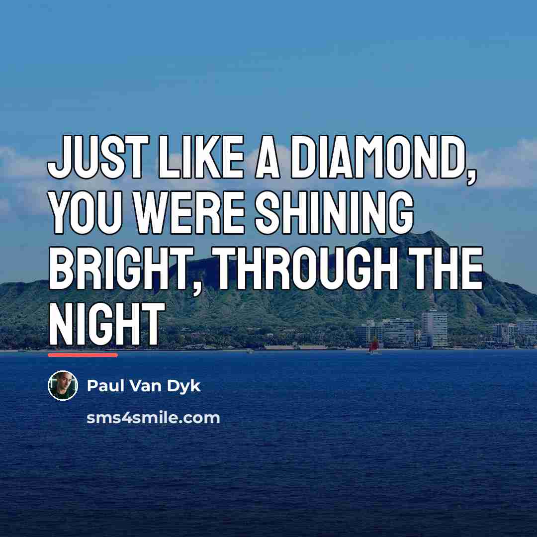 “Just like a diamond, you were shining bright, through the…” quote by Paul Van Dyk