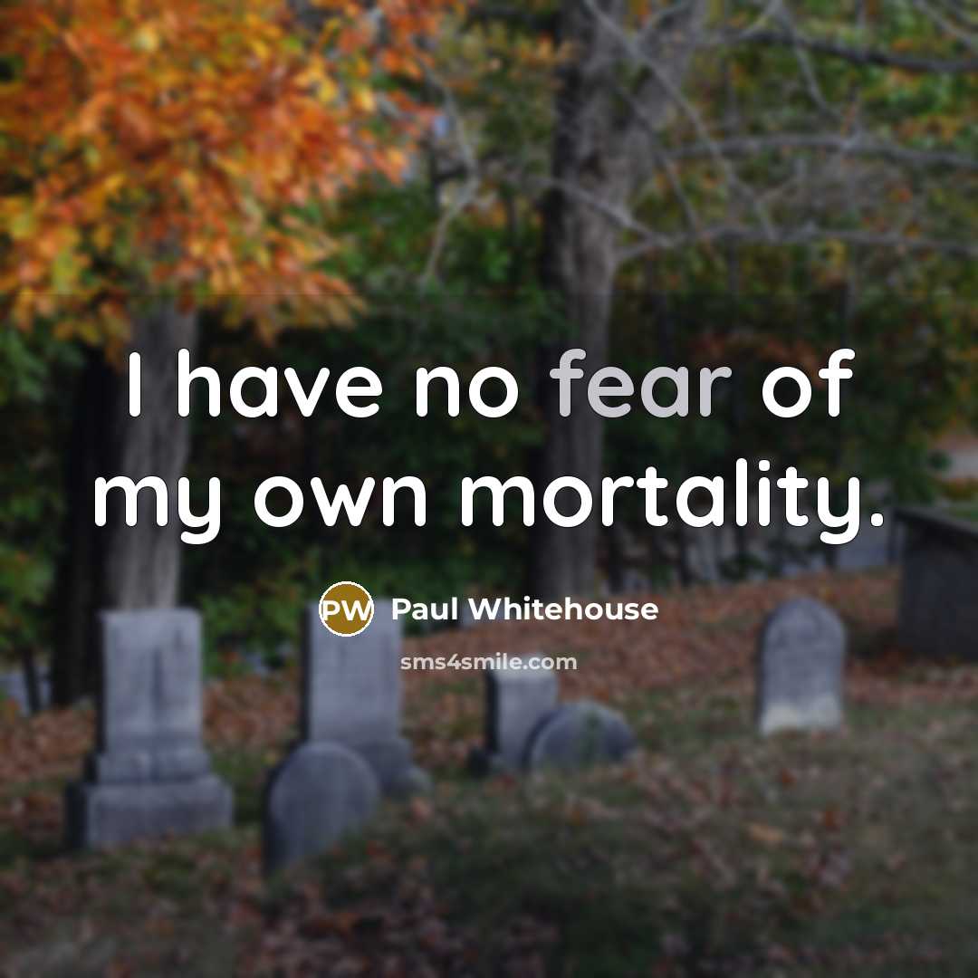 “I have no fear of my own mortality.…” quote by Paul Whitehouse