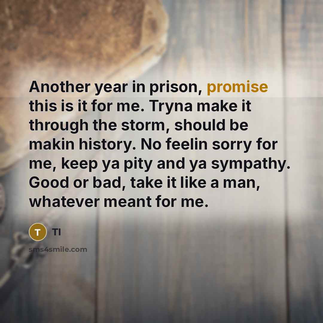 “Another year in prison, promise this is it for me.…” quote by TI