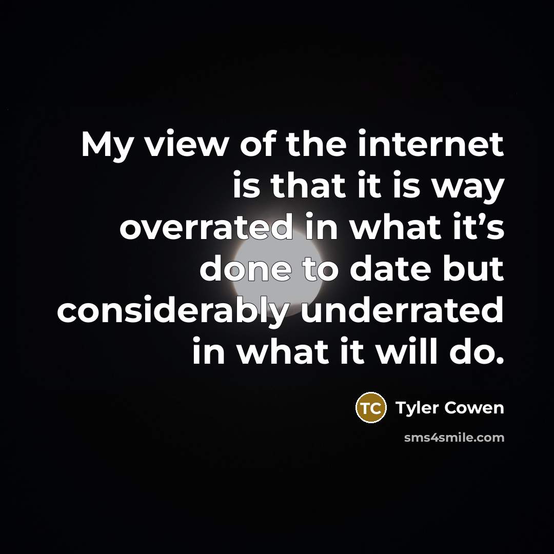 “My view of the internet is that it is way…” quote by Tyler Cowen