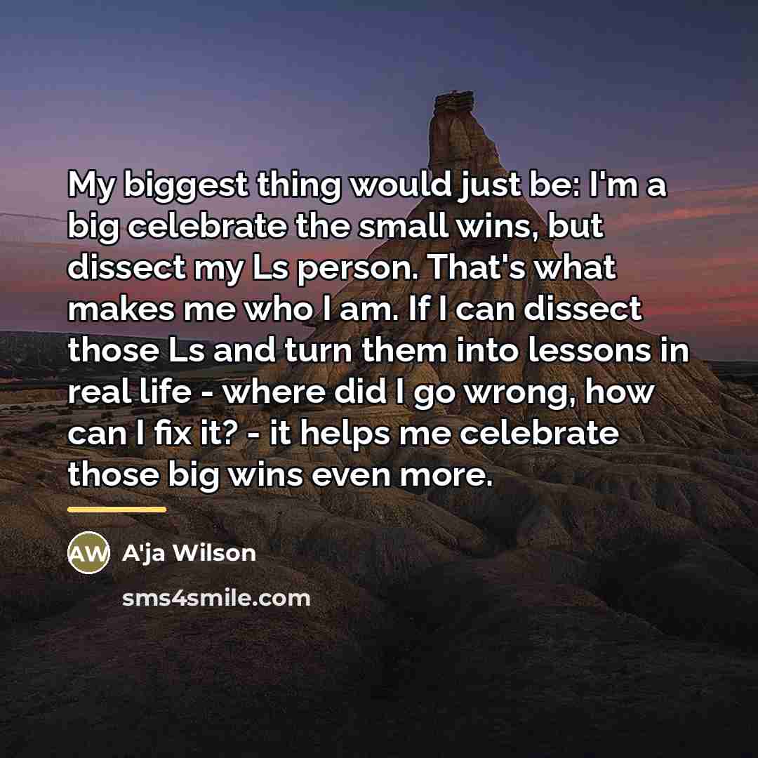 “My biggest thing would just be: I'm a big celebrate…” quote by A'ja Wilson