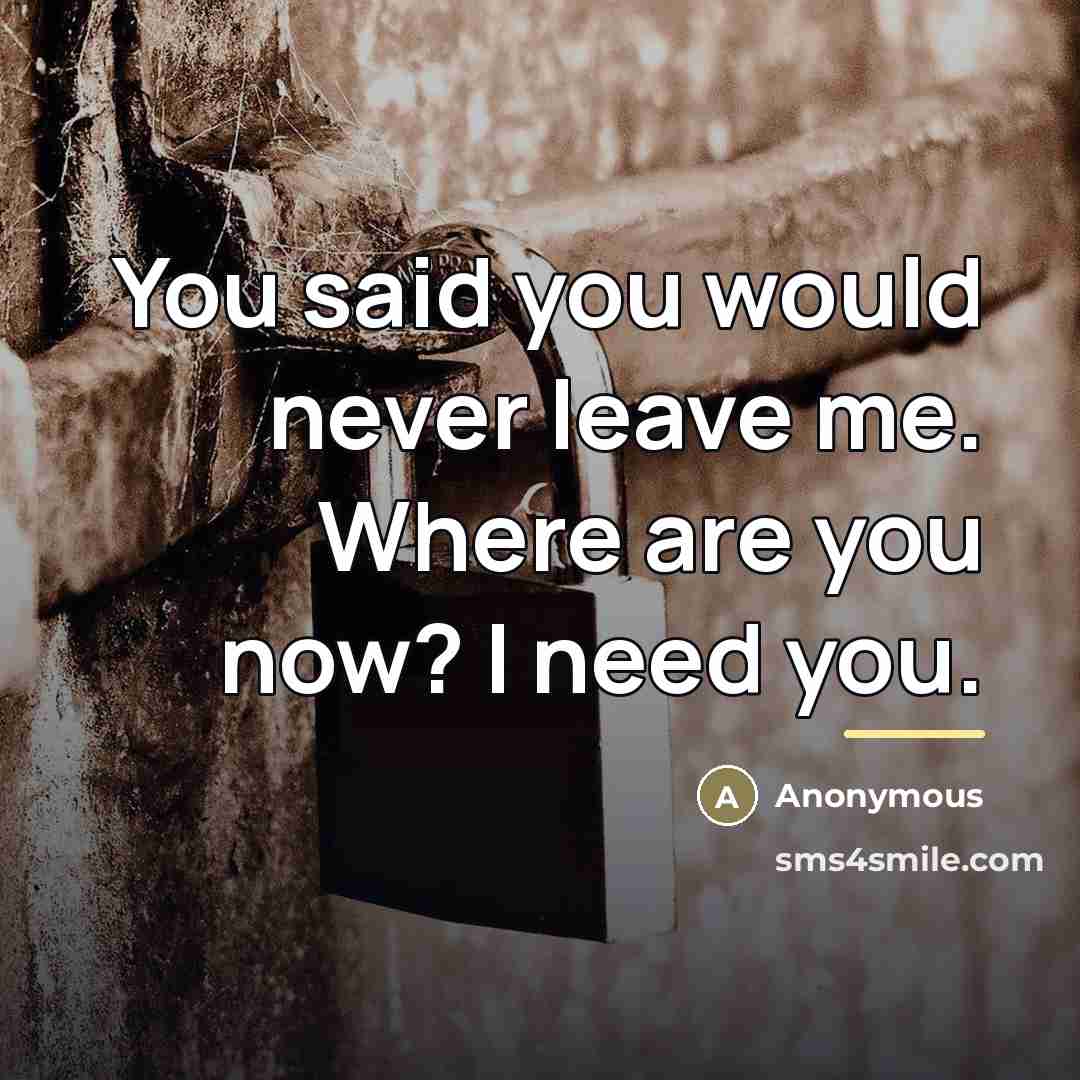 “You said you would never leave me. Where are you…” quote by Anonymous
