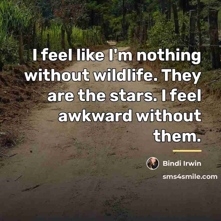 “I feel like I'm nothing without wildlife. They are the…” quote by Bindi Irwin