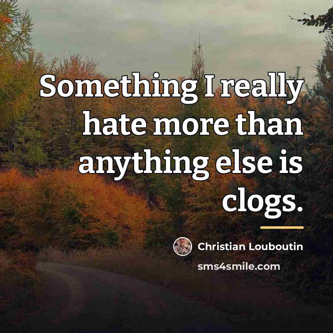 “Something I really hate more than anything else is clogs.…” quote by Christian Louboutin