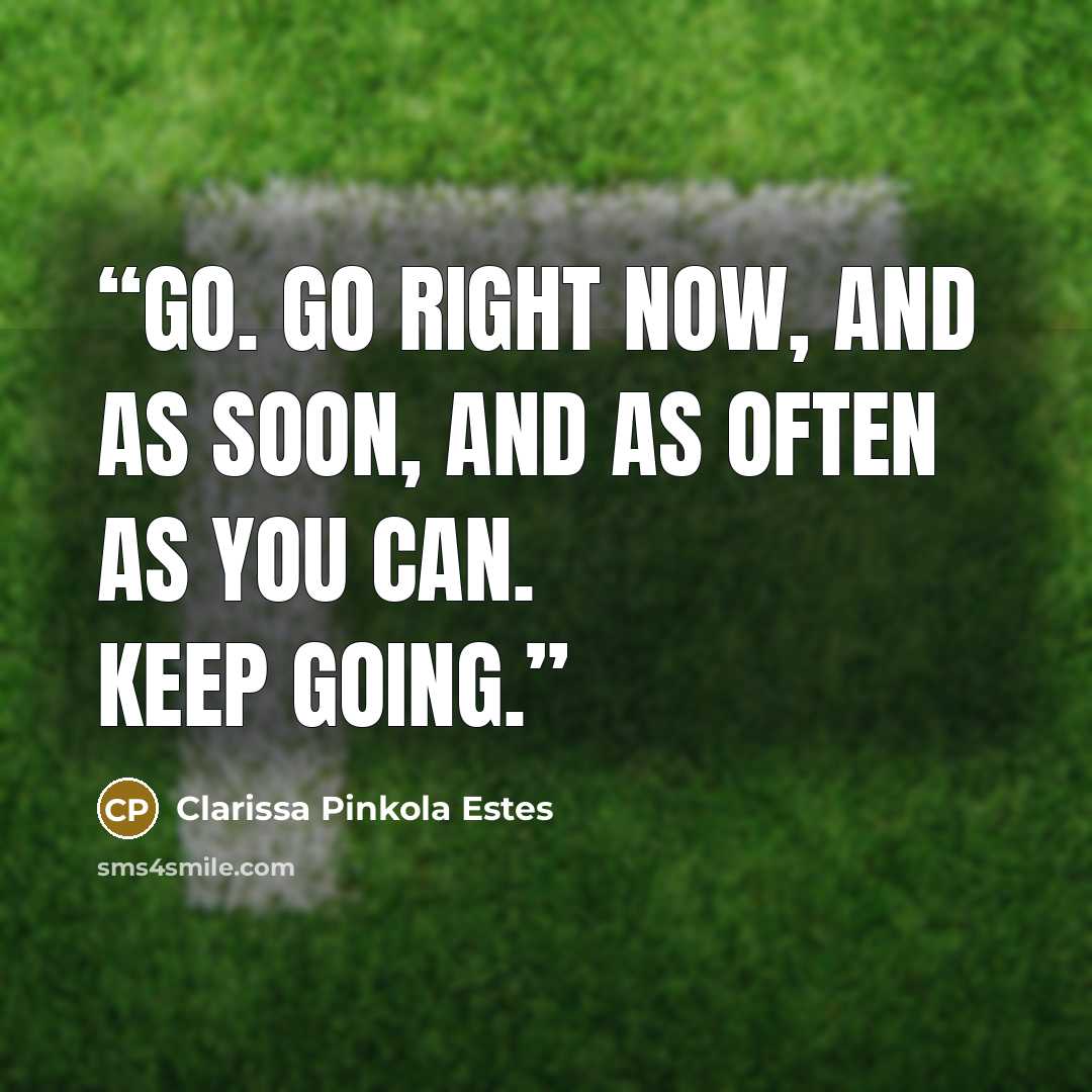“Go. Go right now, and as soon, and as often as you can. Keep going.” quote by Clarissa Pinkola Estés
