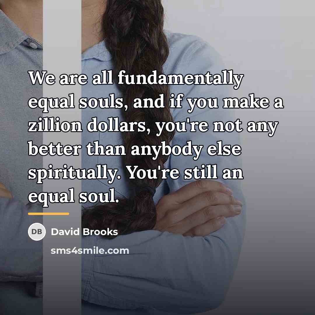 “We are all fundamentally equal souls, and if you make…” quote by David Brooks