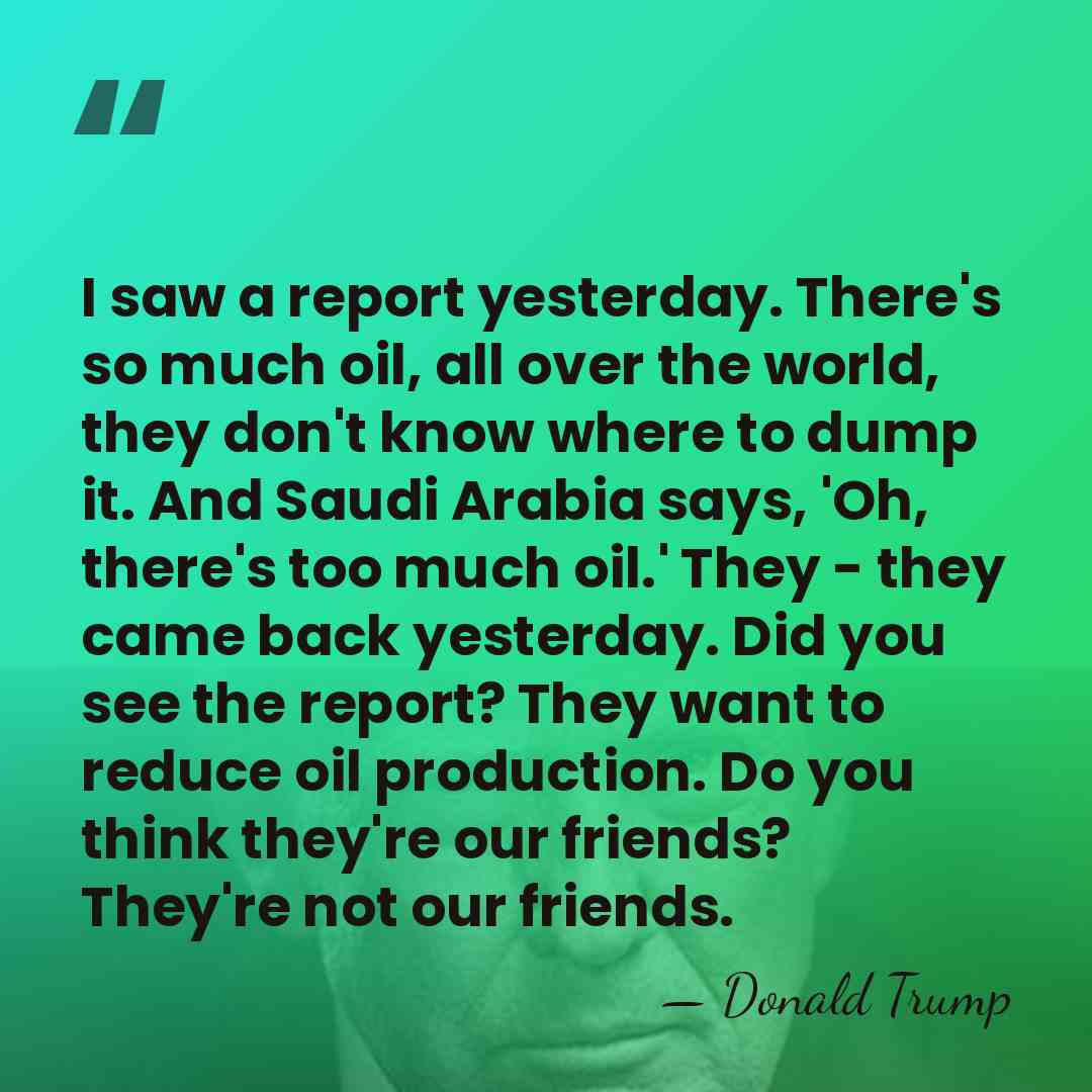 I saw a report yesterday. There's so much oil, all over the&hellip; - Donald Trump