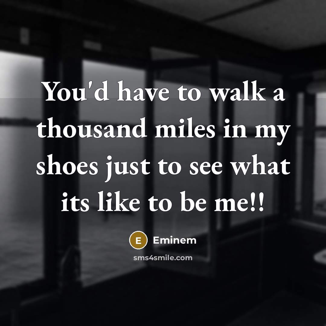 “You'd have to walk a thousand miles in my shoes…” quote by Eminem