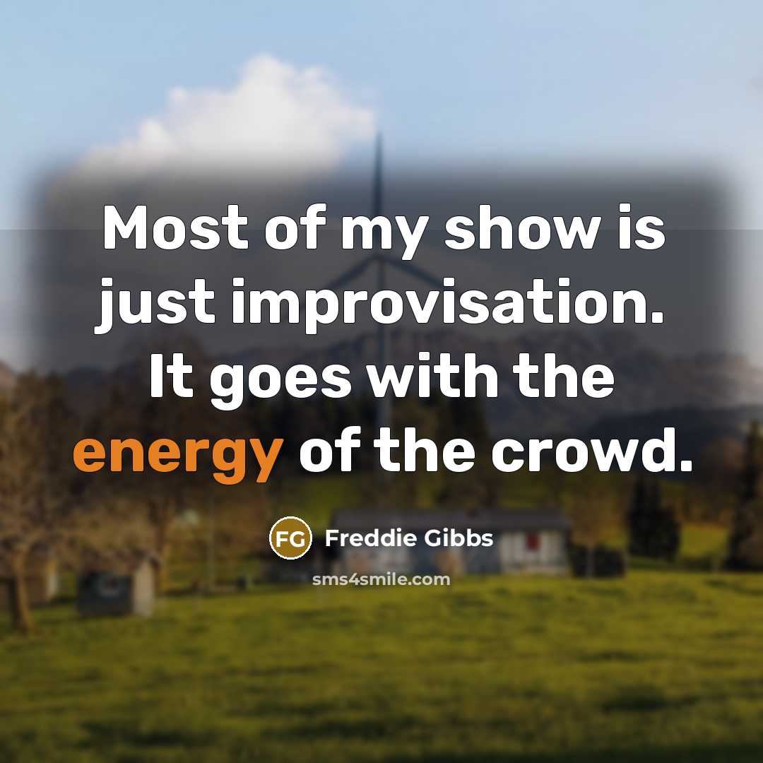“Most of my show is just improvisation. It goes with the energy of the crowd.” quote by Freddie Gibbs