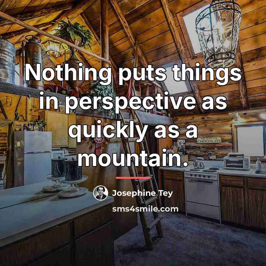 “Nothing puts things in perspective as quickly as a mountain.…” quote by Josephine Tey