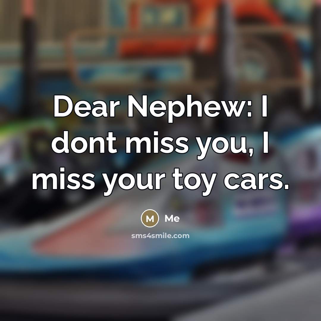 “Dear Nephew: I dont miss you, I miss your toy…” quote by Me