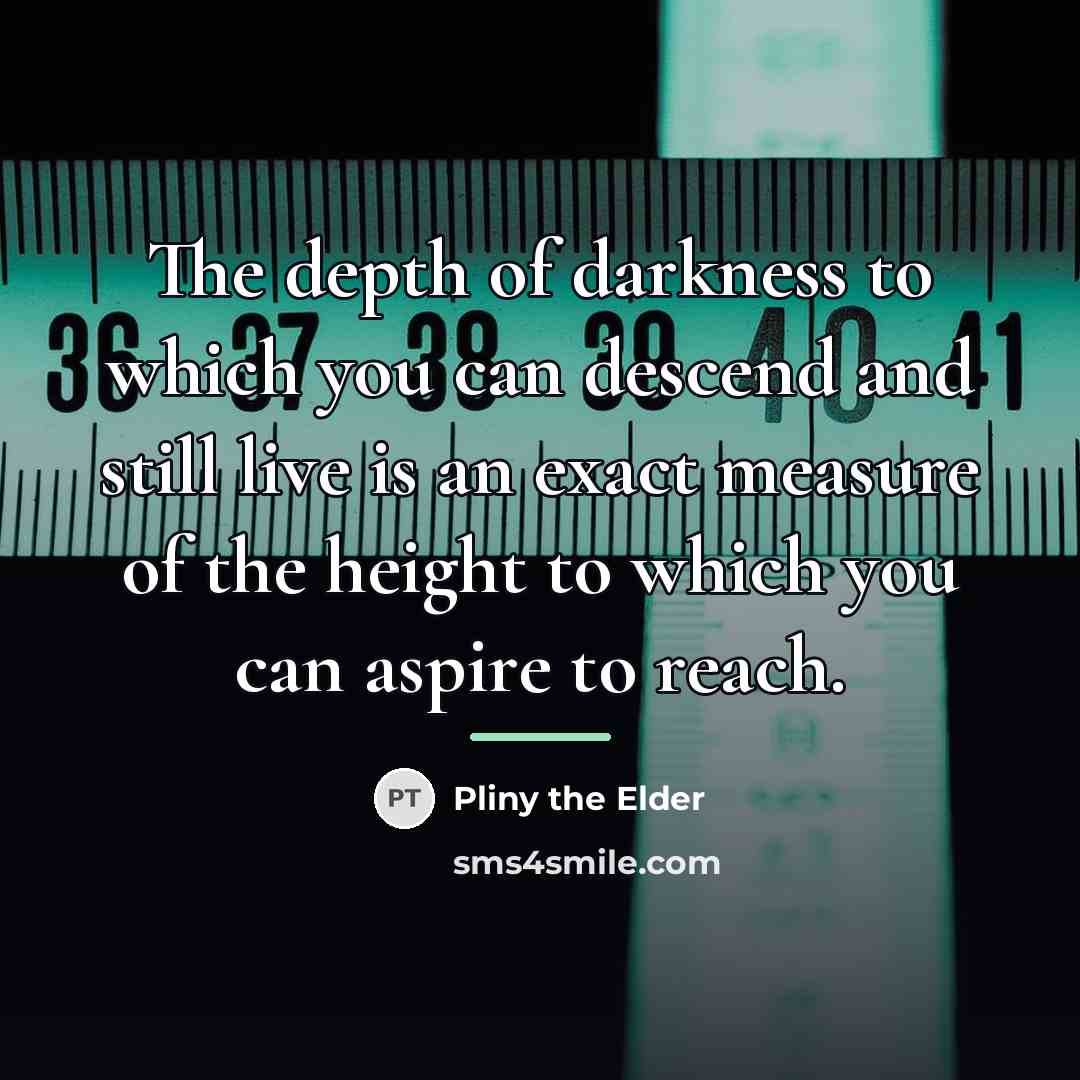 “The depth of darkness to which you can descend and…” quote by Pliny the Elder