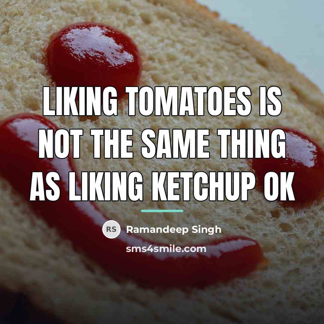 “Liking tomatoes is not the same thing as liking ketchup…” quote by Ramandeep Singh