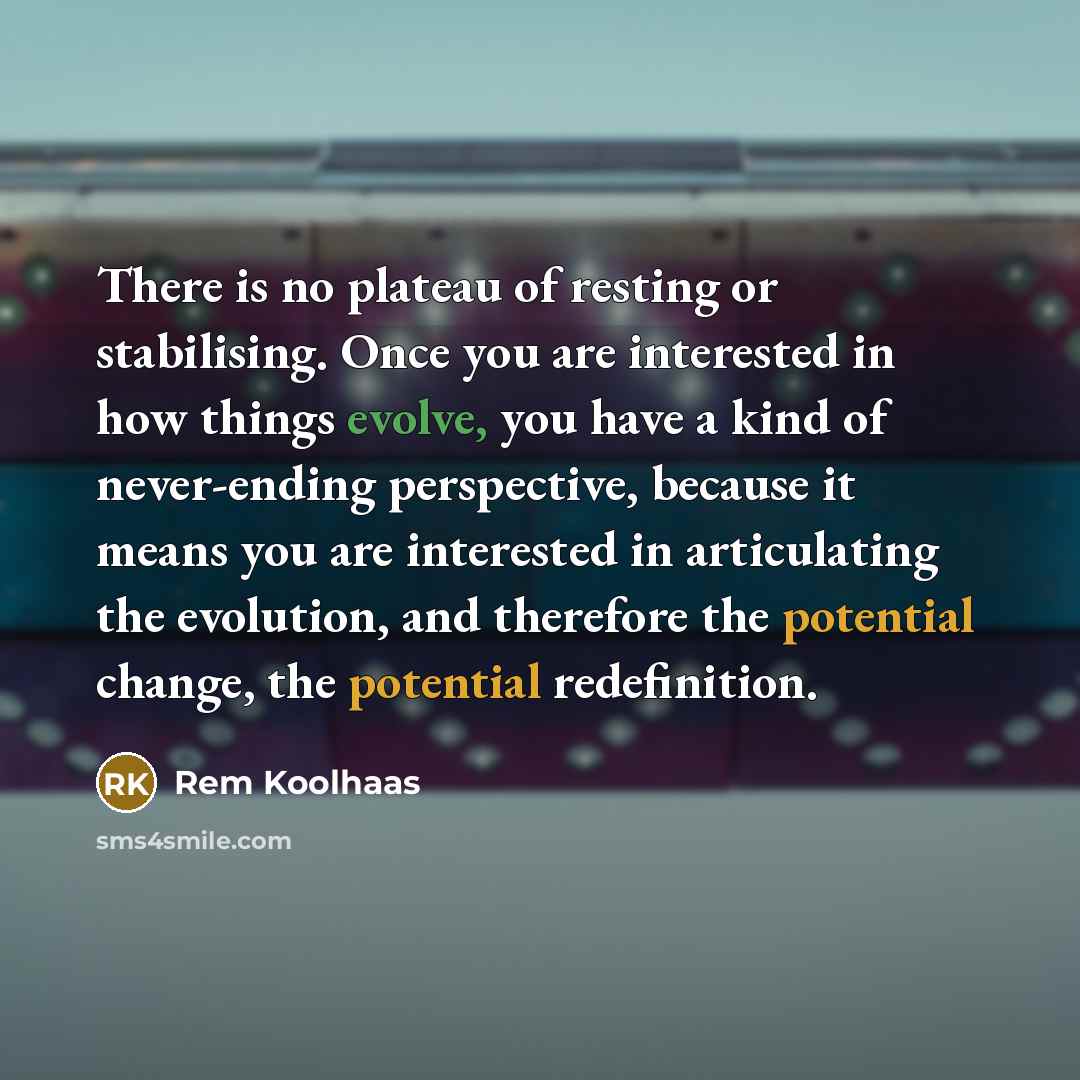 “There is no plateau of resting or stabilising. Once you…” quote by Rem Koolhaas
