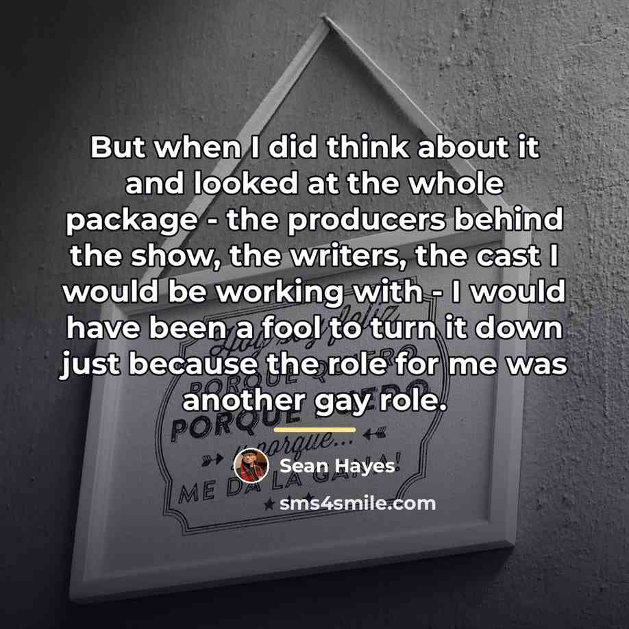 “But when I did think about it and looked at…” quote by Sean Hayes
