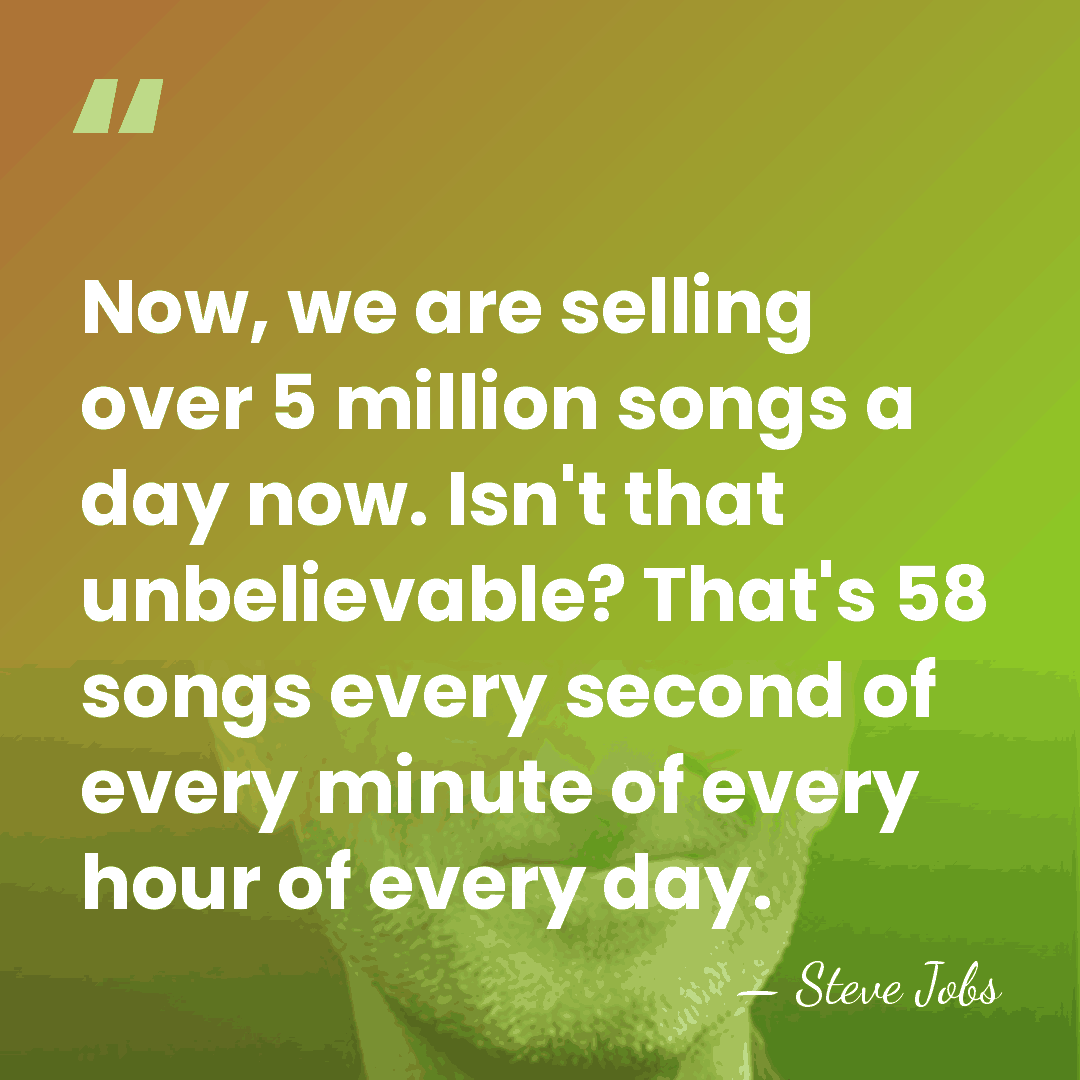 Now, we are selling over 5 million songs a day now. Isn't&hellip; - Steve Jobs