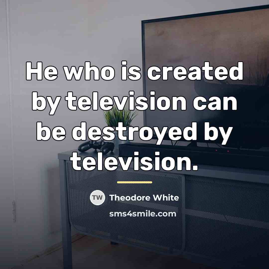 “He who is created by television can be destroyed by…” quote by Theodore White