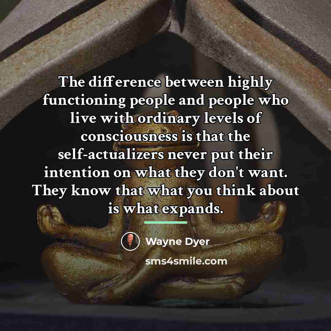 “The difference between highly functioning people and people who live…” quote by Wayne Dyer