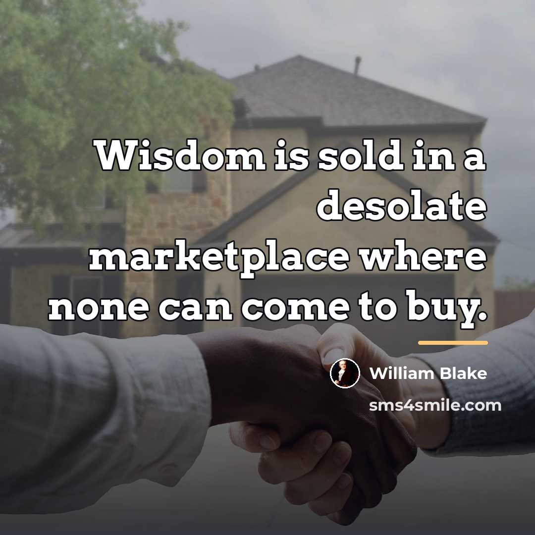 “Wisdom is sold in a desolate marketplace where none can…” quote by William Blake