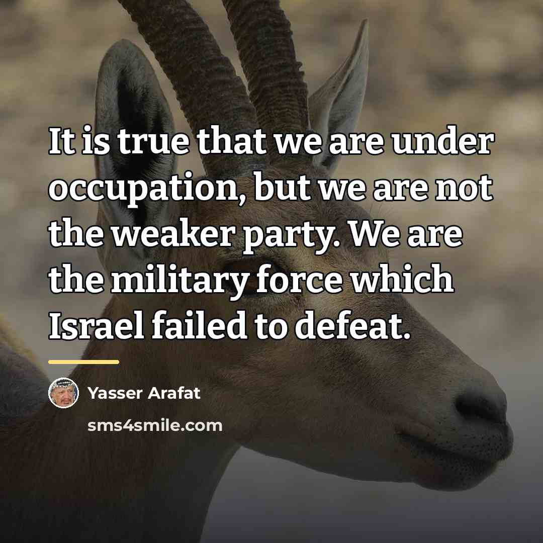 “It is true that we are under occupation, but we…” quote by Yasser Arafat