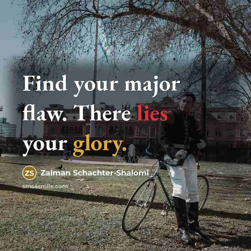 “Find your major flaw. There lies your glory.” quote by Zalman Schachter-Shalomi