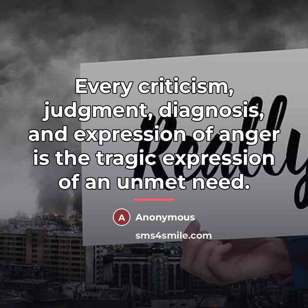 “Every criticism, judgment, diagnosis, and expression of anger is the…” quote by Anonymous