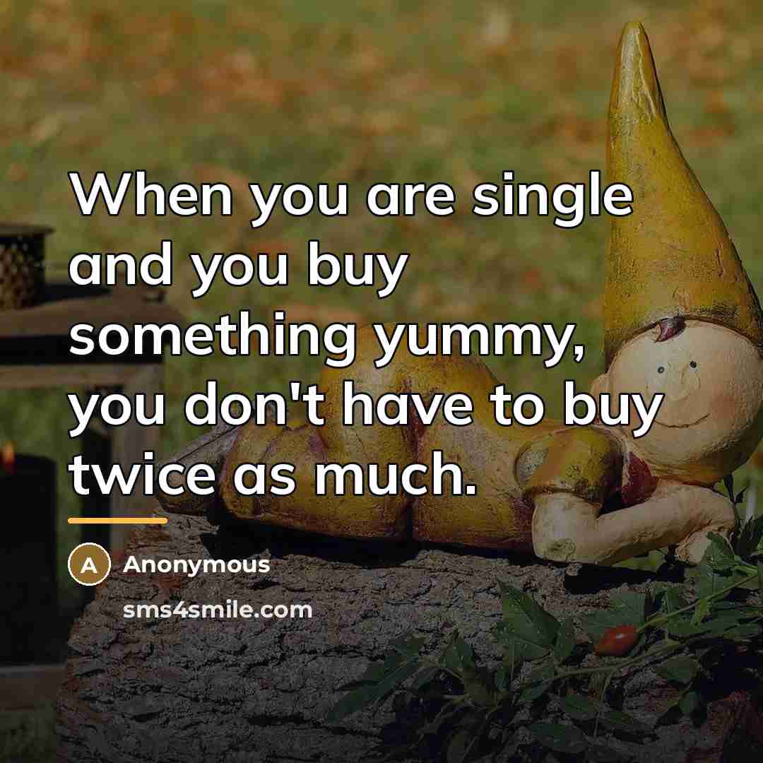 “When you are single and you buy something yummy, you…” quote by Anonymous
