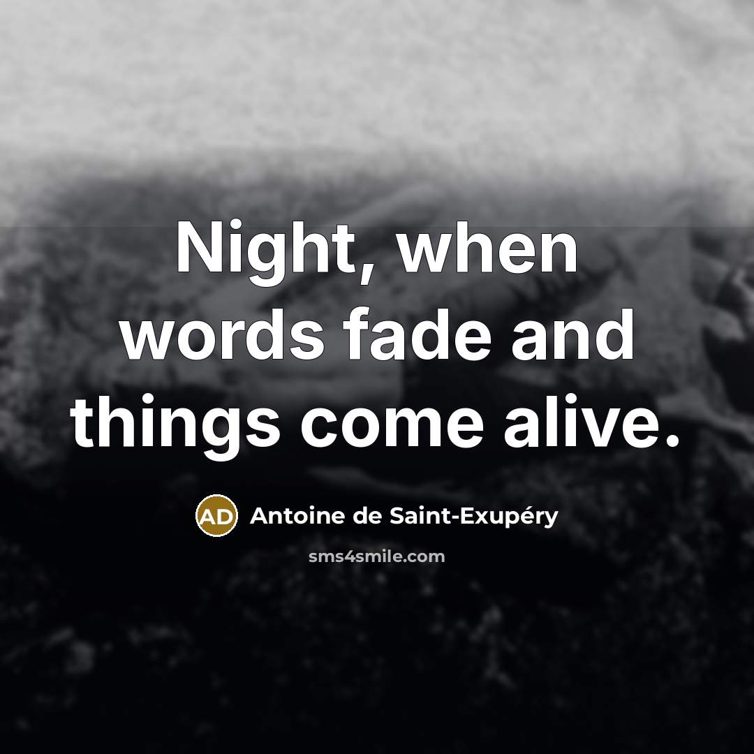 “Night, when words fade and things come alive.…” quote by Antoine de Saint-Exupery