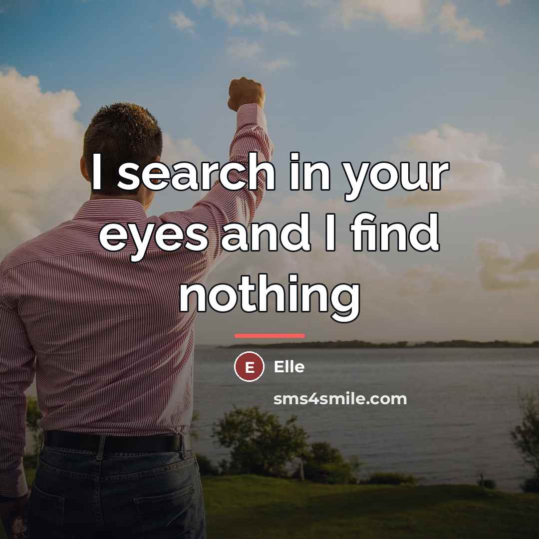 “I search in your eyes and I find nothing…” quote by Elle