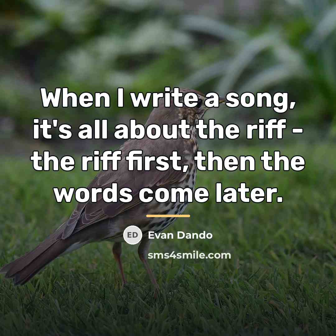 “When I write a song, it's all about the riff…” quote by Evan Dando