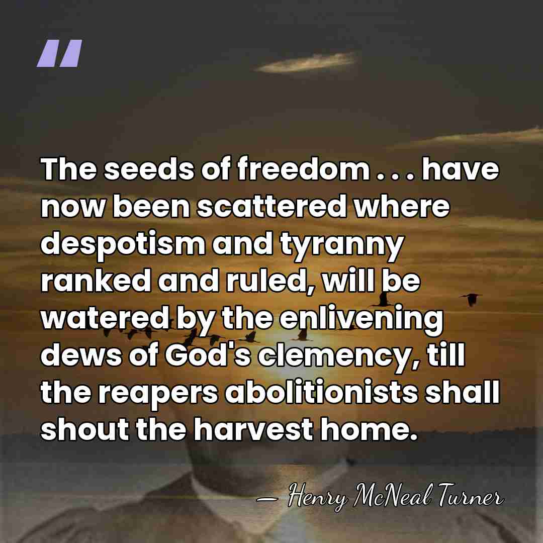 The seeds of freedom . . . have now been scattered where&hellip; - Henry McNeal Turner