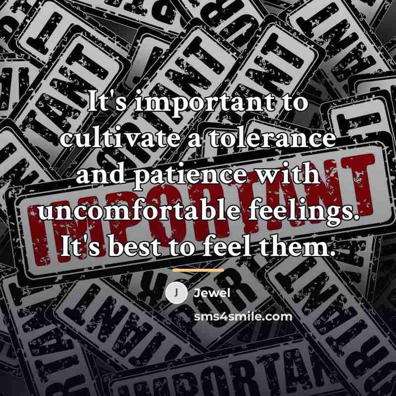 “It's important to cultivate a tolerance and patience with uncomfortable…” quote by Jewel