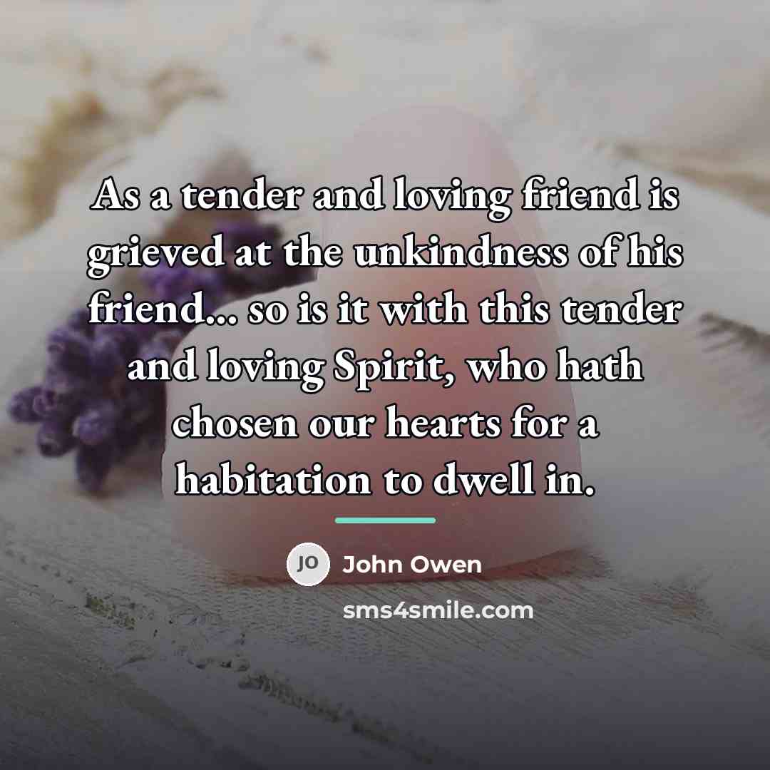 “As a tender and loving friend is grieved at the…” quote by John Owen