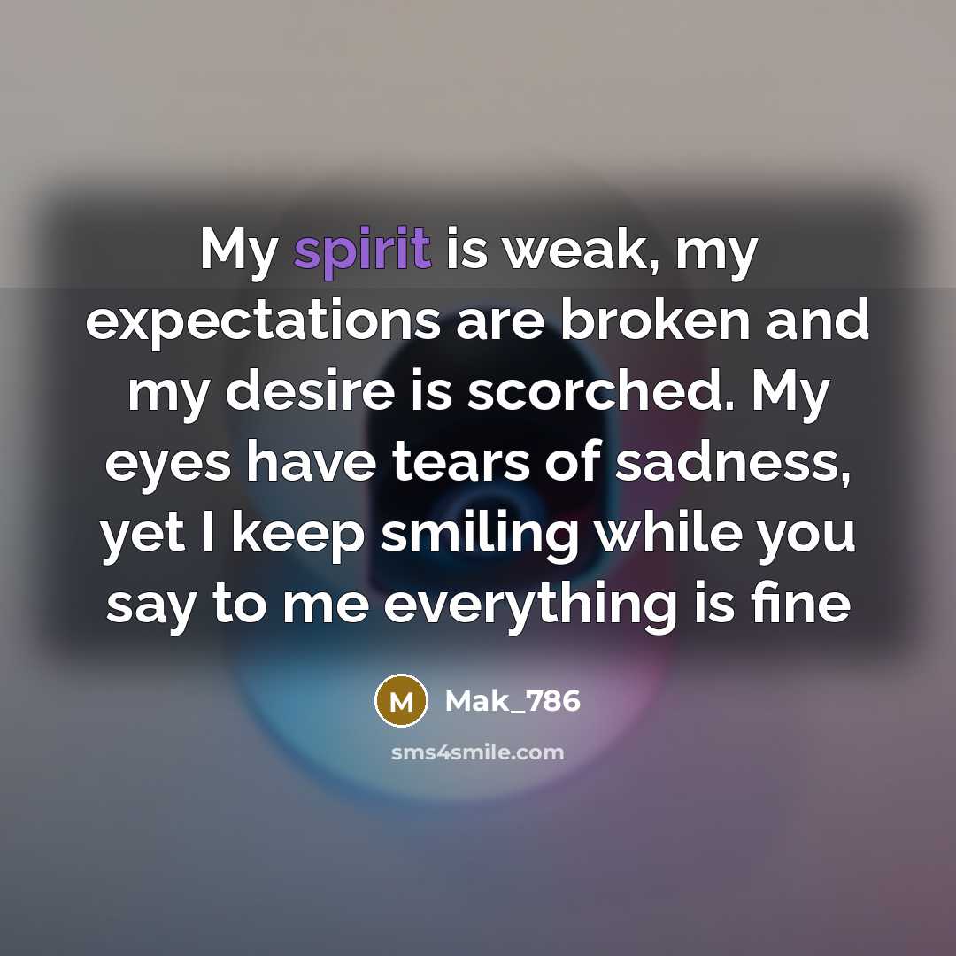 “My spirit is weak, my expectations are broken and my…” quote by Mak_786