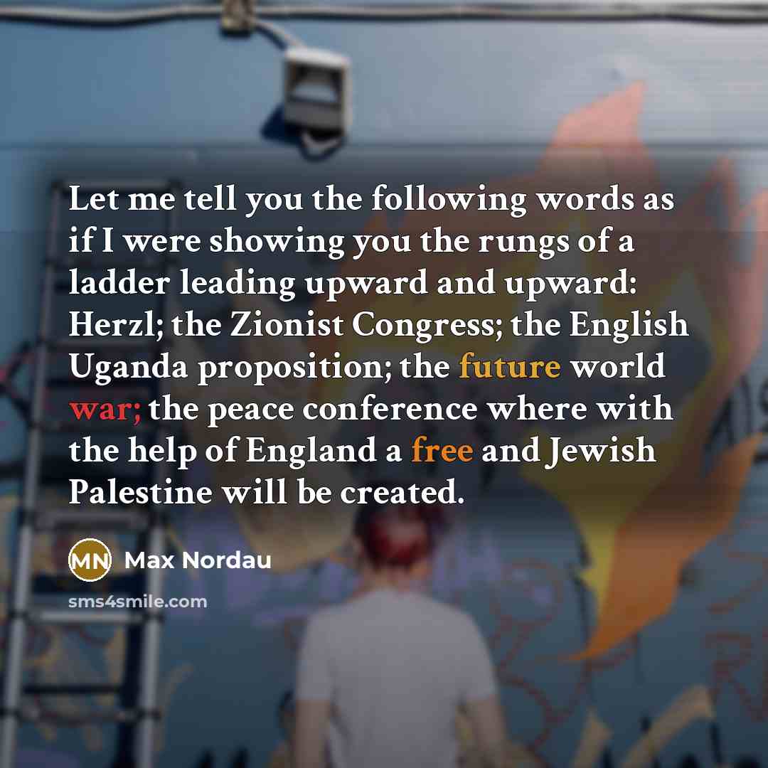 “Let me tell you the following words as if I…” quote by Max Nordau