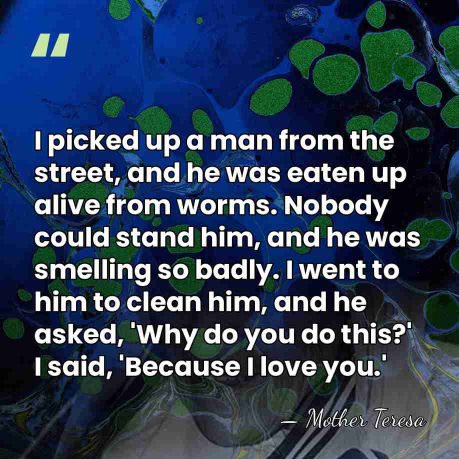 I picked up a man from the street, and he was eaten&hellip; - Mother Teresa