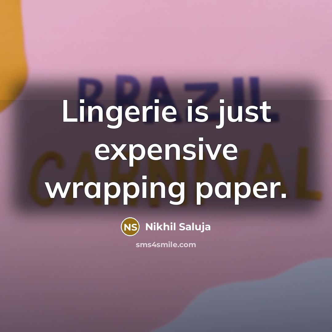 “Lingerie is just expensive wrapping paper.…” quote by Nikhil Saluja